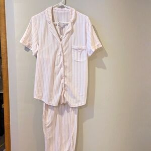 Pajamas, Light Pink & White Striped Soft Size Large